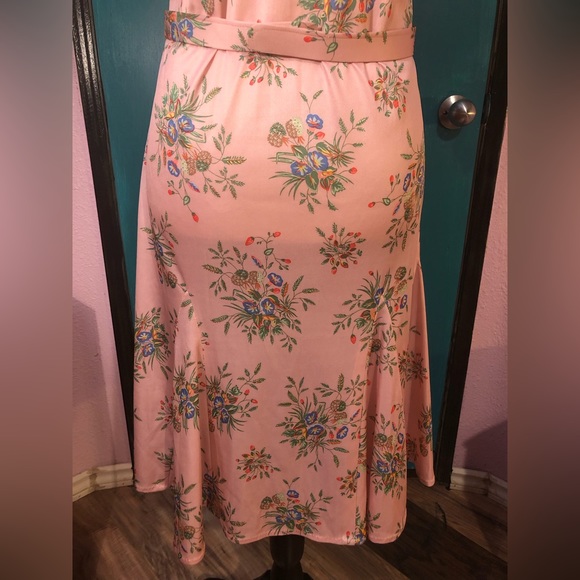 Vintage Baby Pink Floral Sleeveless Belted DressSize S/M - Picture 12 of 16